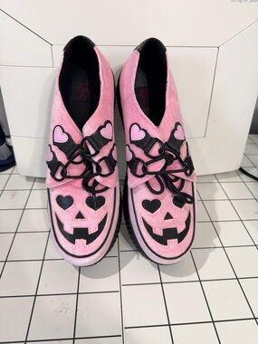 Strange Cvlt Pink Heart Jack-o'-Lantern Platform Shoes
